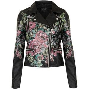 ISO Topshop printed floral biker jacket